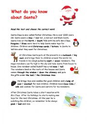 English Worksheet: What do you know about Santa?