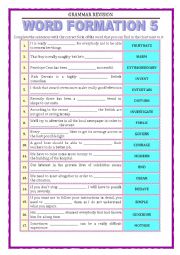 English Worksheet: WORD FORMATION - part 5 