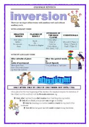 English Worksheet: GRAMMAR REVISION - INVERSION 3