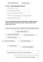 English Worksheet: do you like school