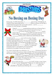 GRAMMAR REVISION - GAP FILLING - NO BOXING ON BOXING DAY - with key