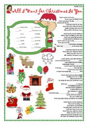 English Worksheet: All-I-Want-for-Christmas-Is-You-PRESENT-SIMPLE