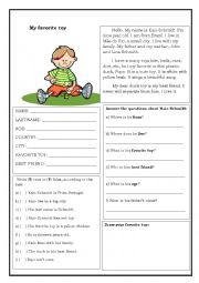 English Worksheet: Text and comprehension