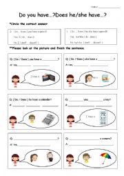 English Worksheet: Do and Does