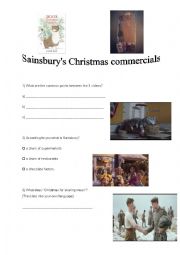 English Worksheet: Video Activity: 3 Video Adverts by Sainsburys Part 1/3
