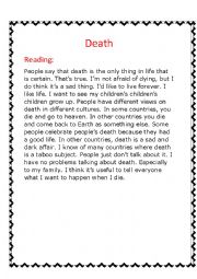 English Worksheet: Death