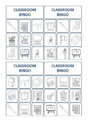 English Worksheet: classroom bingo cards 3/3 