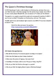 English Worksheet: 2015 Queens Message Questions