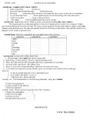 English Worksheet:  activities for winter holidays( 4 am)