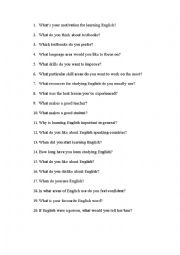 Your English Background and Goals - worksheet