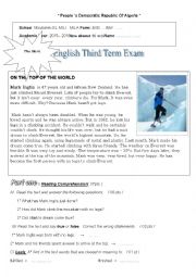 English Worksheet: present perfect: on the top of the world