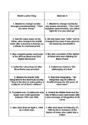 English Worksheet: Puzzle about Martin Luther King and Malcolm X 