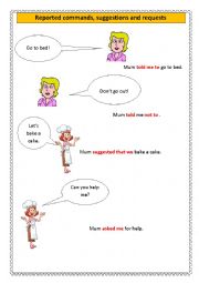 English Worksheet: Reported commands