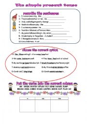 English Worksheet: simple present tense