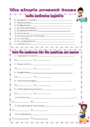 English Worksheet: simple present tense-negative &ınterrogative