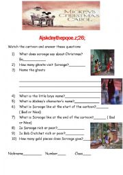 English Worksheet: Mickeys Christmas Carol