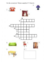 English Worksheet: Crossword (furniture)