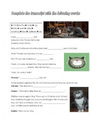 English Worksheet: Video Activity : Mogs Christmas Calamity with link and key