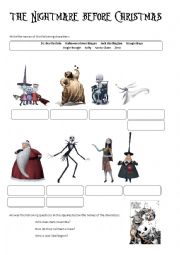 English Worksheet: The Nightmare Before Christmas (characters)