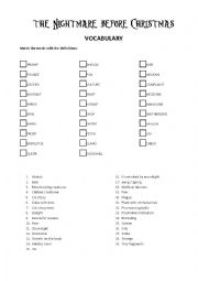 English Worksheet: The Nightmare Before Christmas (vocabulary)