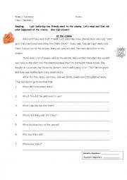 English Worksheet: Two friend go to the cinema