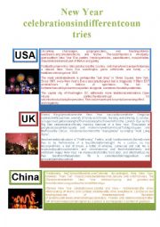 English Worksheet: New Year celebrations in different countries