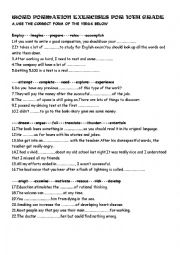  word formation and gap filling vocabulary worksheet