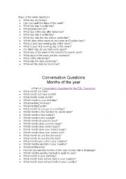 English Worksheet: conversation days and months