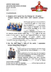 English Worksheet: 8th form mid term test n 2 Pioneer School School