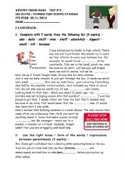 English Worksheet: mid term test n 2 9th form Pioneer Prep School Of Susah