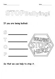 English Worksheet: STOP BULLYING