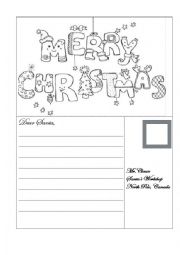 English Worksheet: Post card to Santa 
