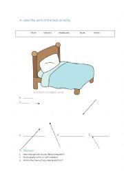 English Worksheet: Parts of Bed (5-10 Minute Activity: Warm Up or Filler)