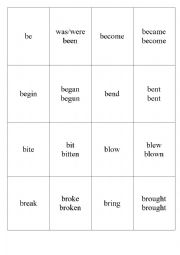English Worksheet: irregular verbs Black Jack game