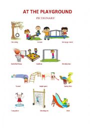 English Worksheet: At the Playground - Pictionary