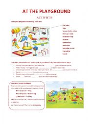 English Worksheet: At the Playground - Activities set