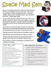 English Worksheet: Space Mad Sam