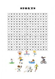 English Worksheet: Sports Wordsearch