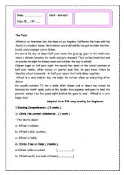 English Worksheet: End of Semester Test n1 7th form