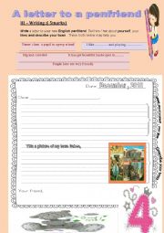 English Worksheet: Writing to a penfriend : testing