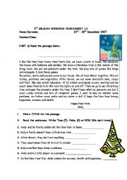 NEW YEAR WORKSHEET