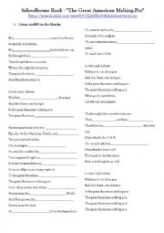 English Worksheet: Worksheet adapted to work on the youtube video called The Great American Melting Pot.