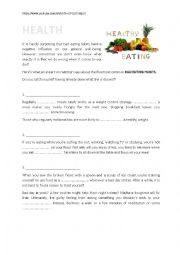 English Worksheet: Bad eating habits