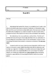 English Worksheet: test 3 for 9th graders