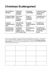 English Worksheet: Christmas Scattergories Game