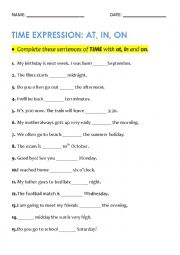 Preposition of Time Expression...At,On,In