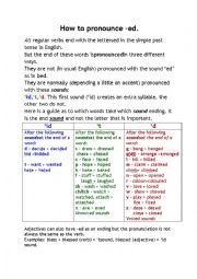 English Worksheet: How to pronounce ed for regular verbs