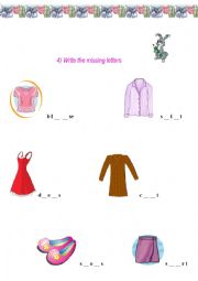 Activity on Clothes- Write the missing letters