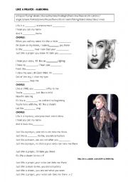 English Worksheet: MADONNA-LIKE A PRAYER