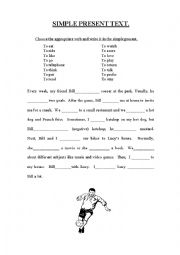 English Worksheet: simple present text